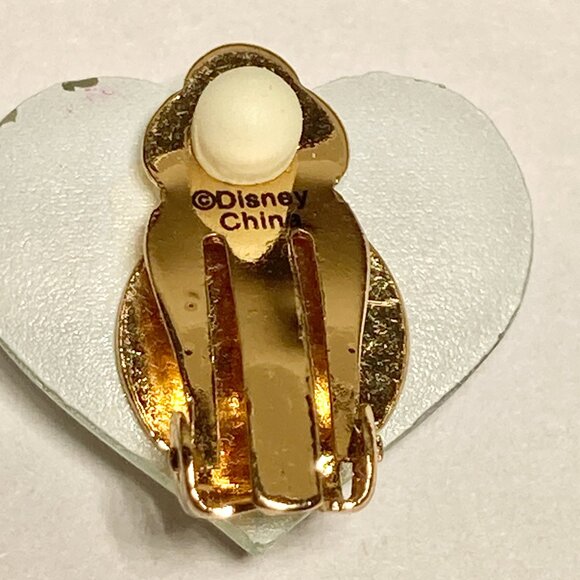 Vintage Disney Princess Cinderella Earrings Clip On Ella Heart Acrylic Blue - Picture 7 of 10